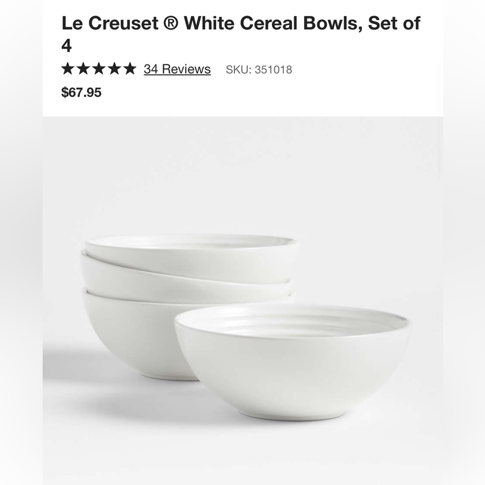 8 Le Creuset Cereal Bowls